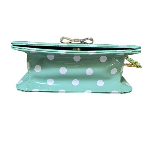 Darling London Matilda Bag Duck Egg Green White Polka Dot Bow Clutch Crossbody - Picture 8 of 16